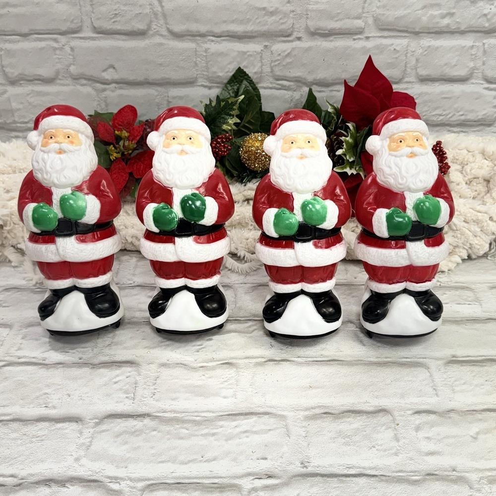 Vtg  1995 Empire Christmas Blow Mold Santa Claus Pathway Light Topper Set Of 4